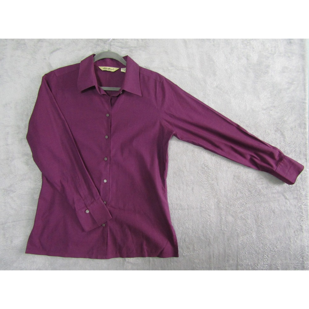 Eddie Bauer Purple Wrinkle Resistant Cotton‎ Button Up Shirt Womens Size Medium
